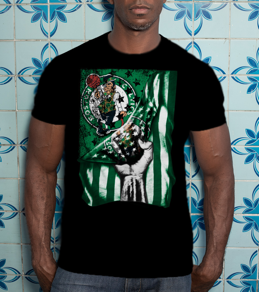 Flag Boston Celtics Hand Holding Logo T-Shirt