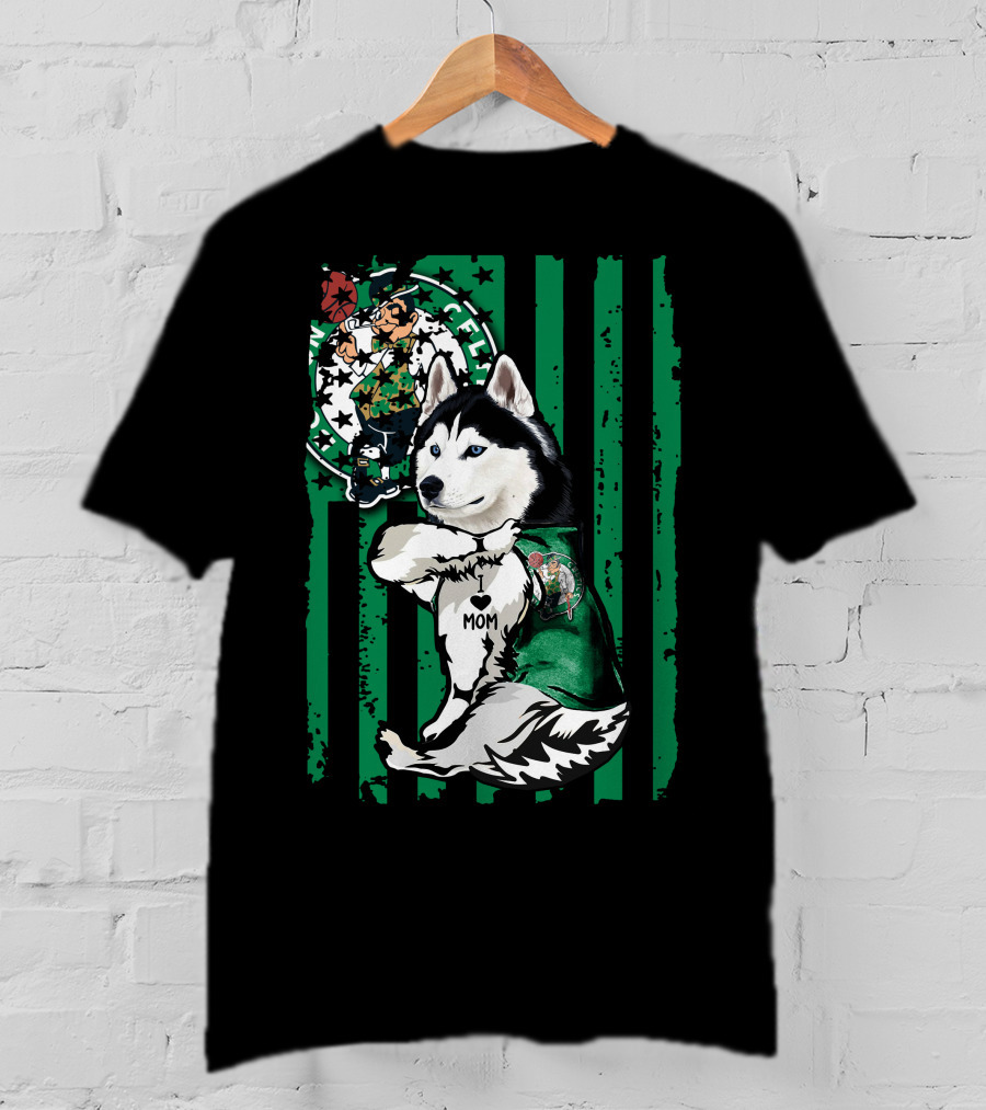 Boston Celtics Siberian Husky Mom Fan T-Shirt