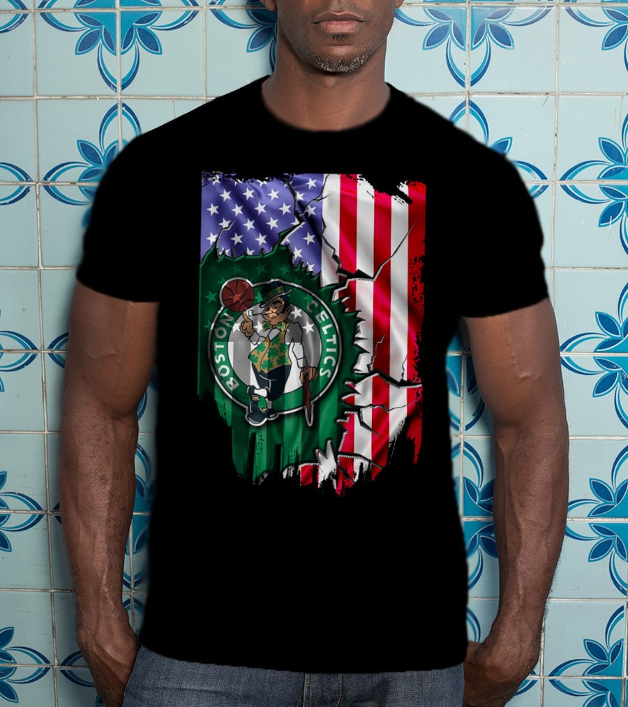 American Flag Boston Celtics T-Shirt