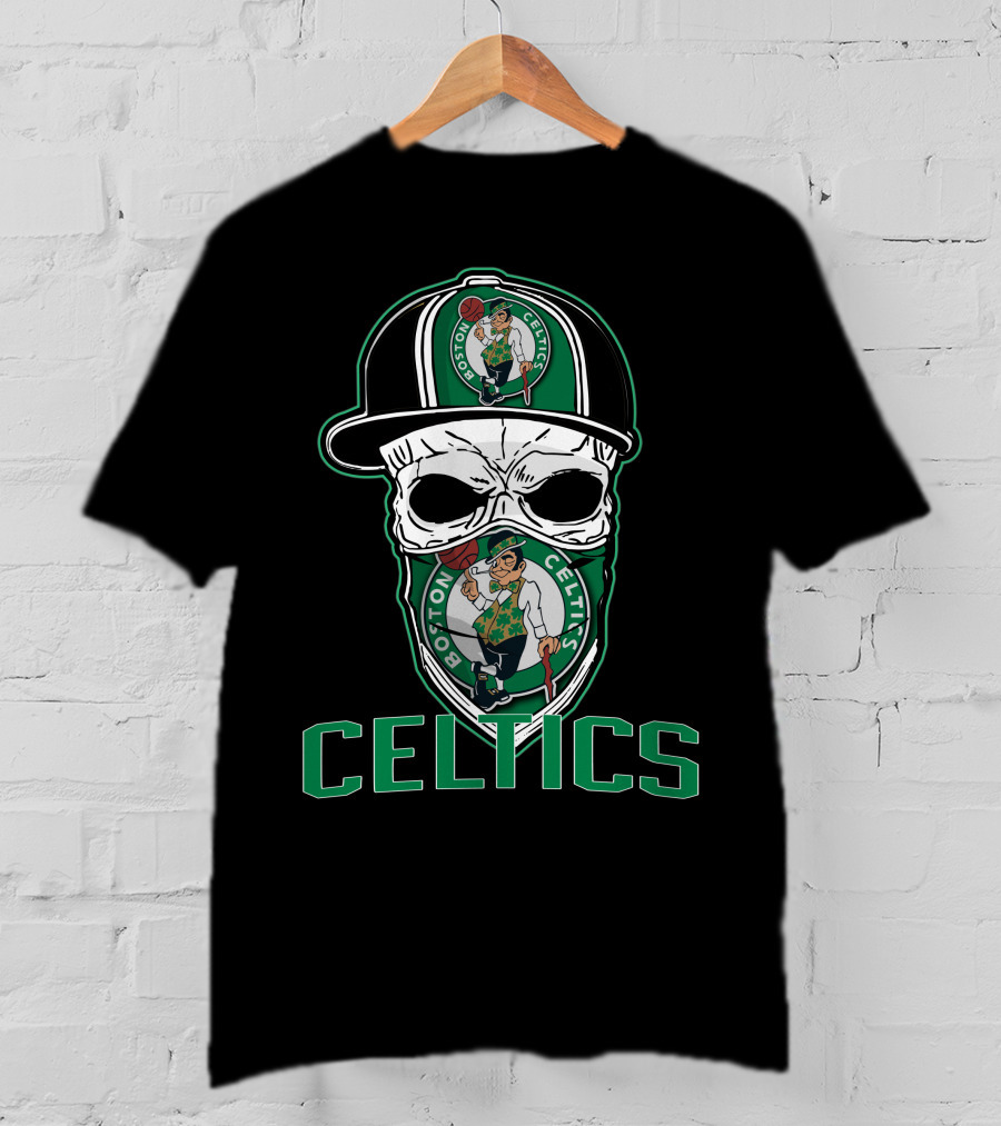 Boston Celtics Skull Hat T-Shirt