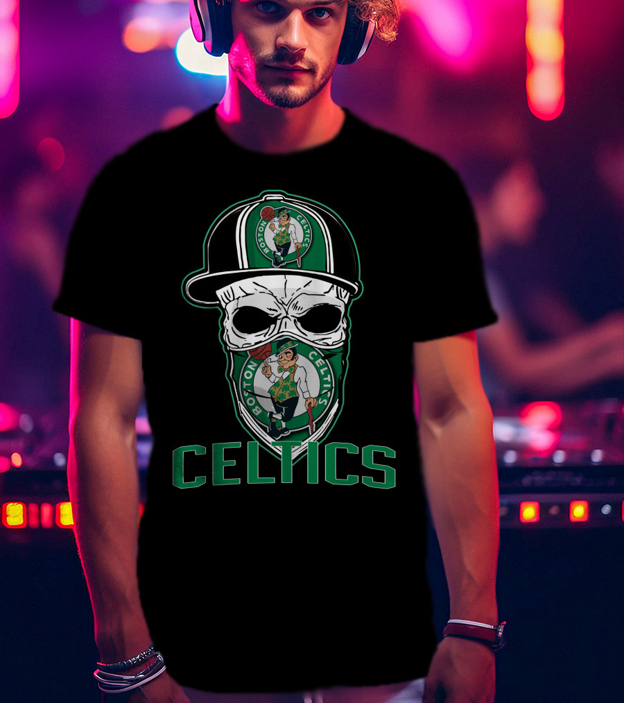 Boston Celtics Skull Hat T-Shirt