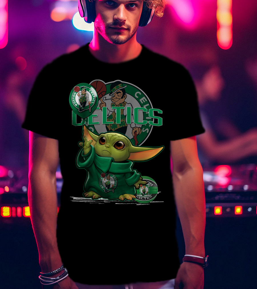 Yoda Celtics Boston Team Basketball Mashup T-Shirt