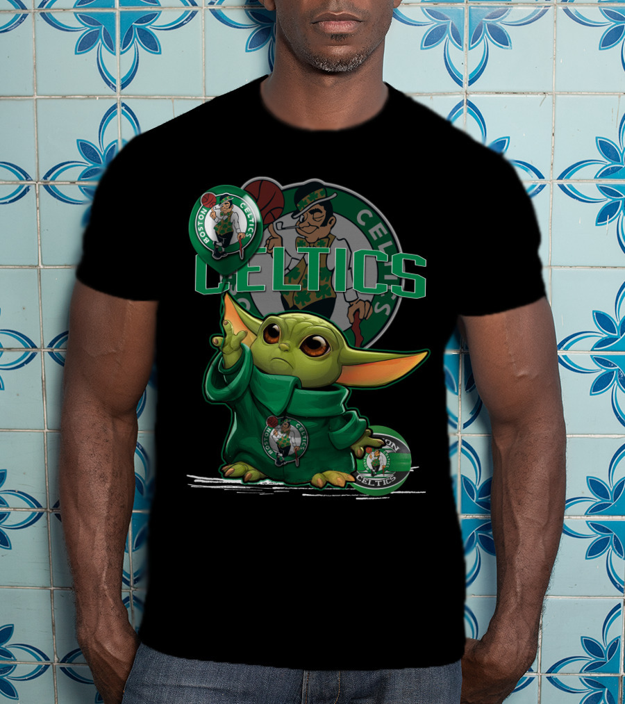 Yoda Celtics Boston Team Basketball Mashup T-Shirt