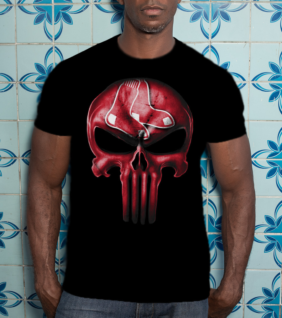 Boston Red Sox Skull Punisher Logo Sox T-Shirt