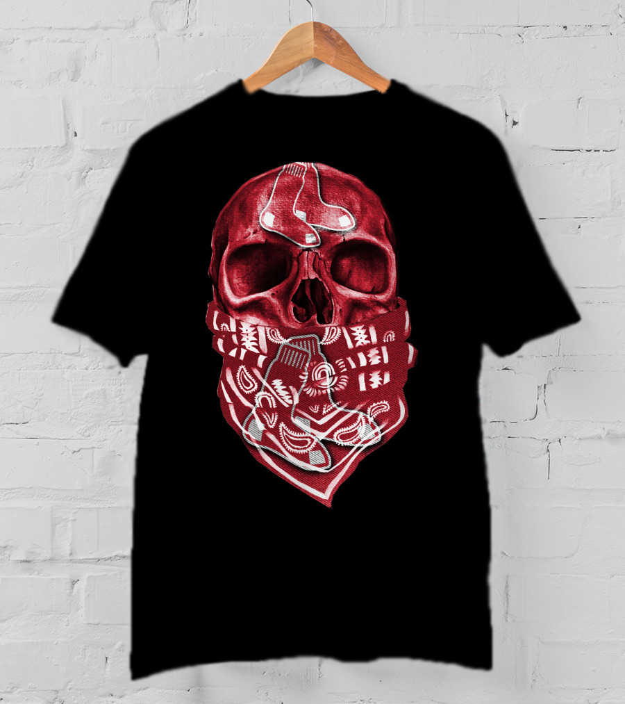Skull With Bandana Boston Red Sox T-Shirt