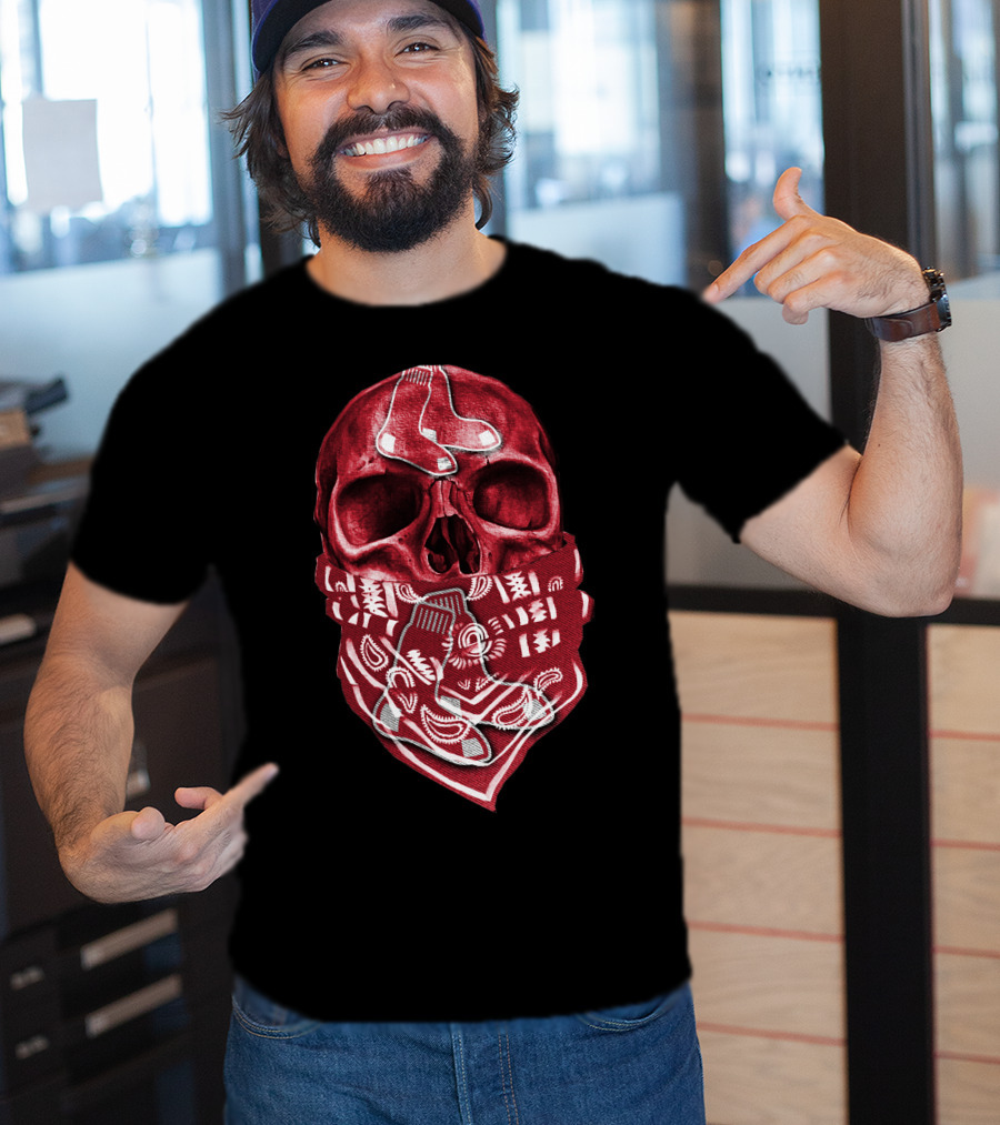 Skull With Bandana Boston Red Sox T-Shirt