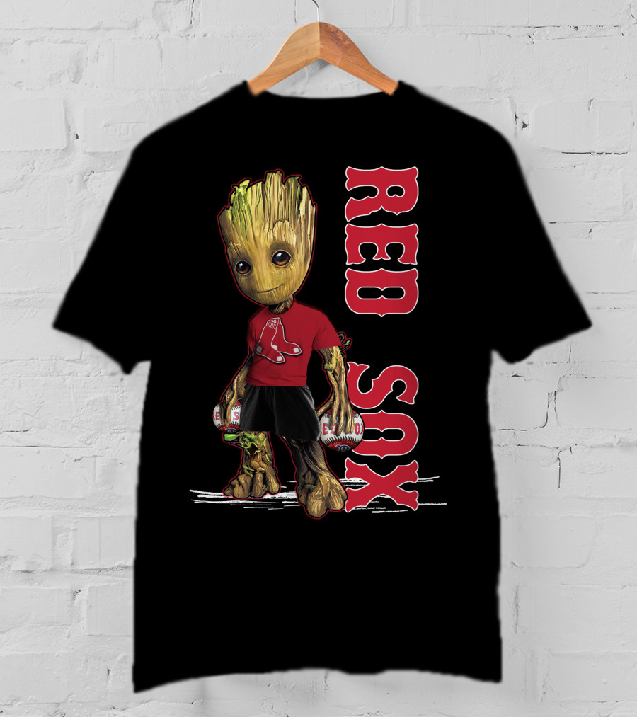 Baby Groot Boston Red Sox Fan Holding Baseballs T-Shirt