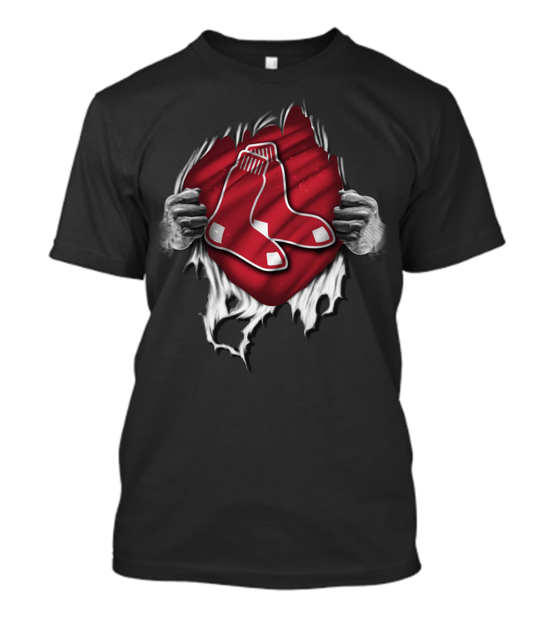 Torn Boston Red Sox Symbol Ripped Open By Hands T-Shirt