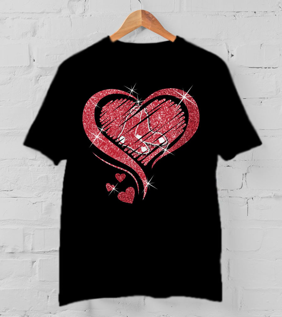 Heart Diamond Boston Red Sox Sparkle Love T-Shirt