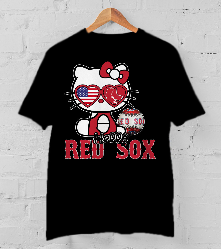 Hello Kitty Red Sox American Heart Baseball Fan T-Shirt