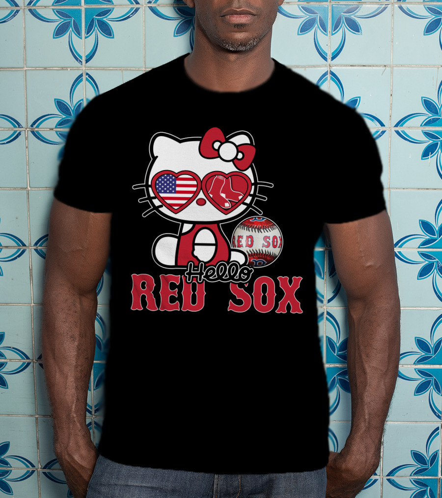 Hello Kitty Red Sox American Heart Baseball Fan T-Shirt