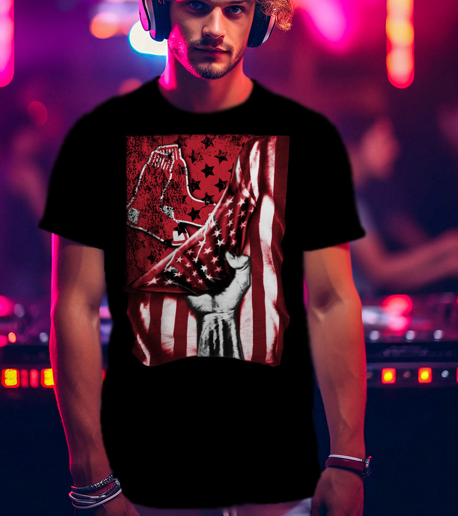 Boston Red Sox Stars And Stripes Flag T-Shirt