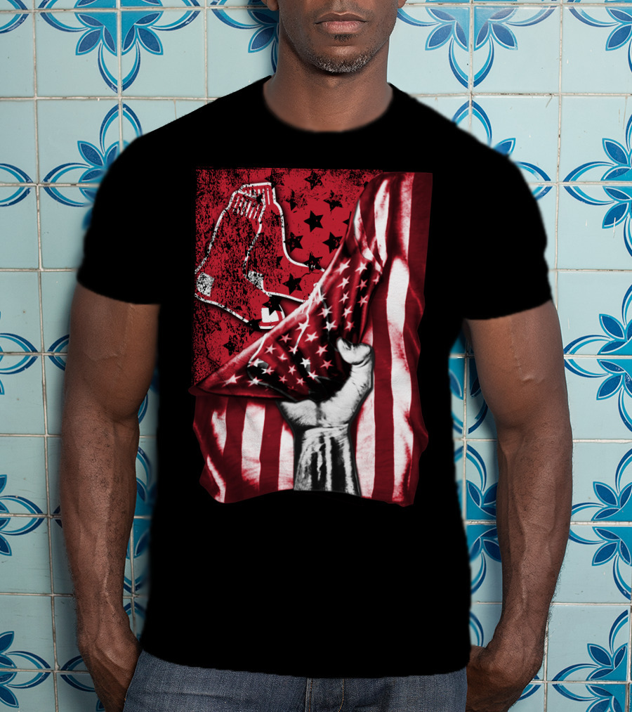 Boston Red Sox Stars And Stripes Flag T-Shirt