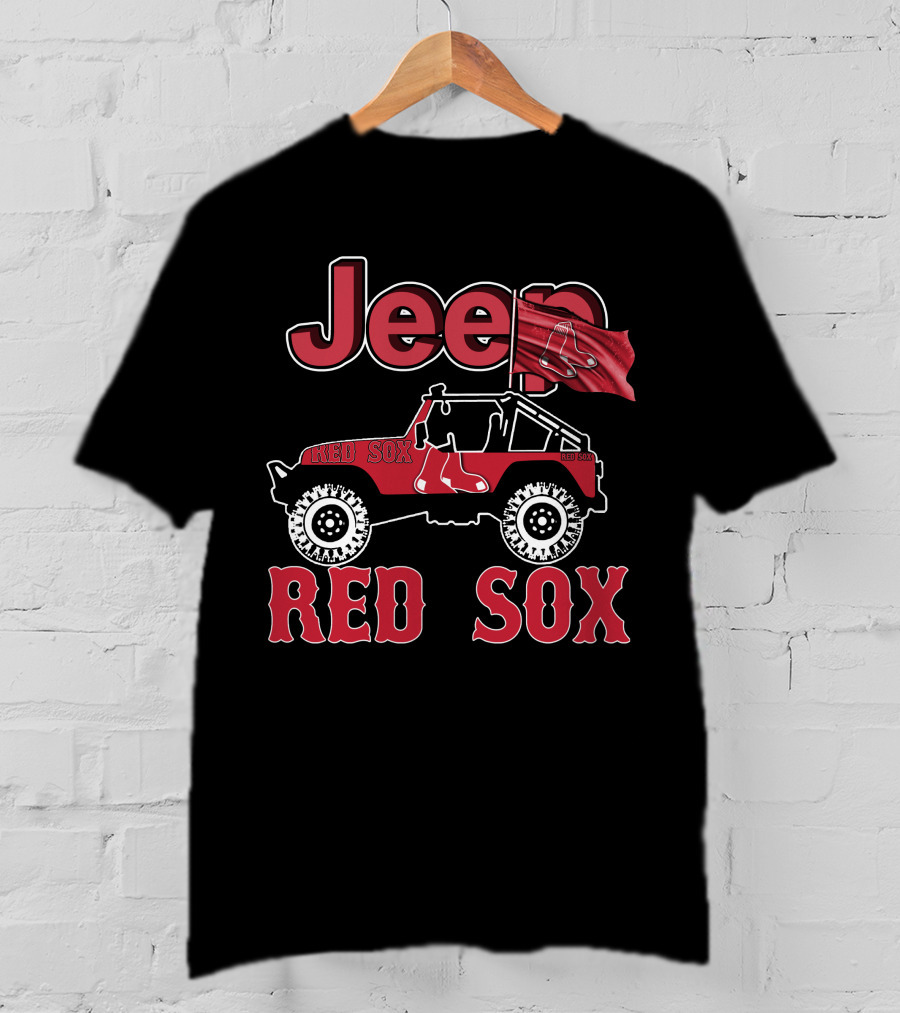 Jeep Boston Red Sox Off-Road Vehicle With Red Flag And Sox T-Shirt