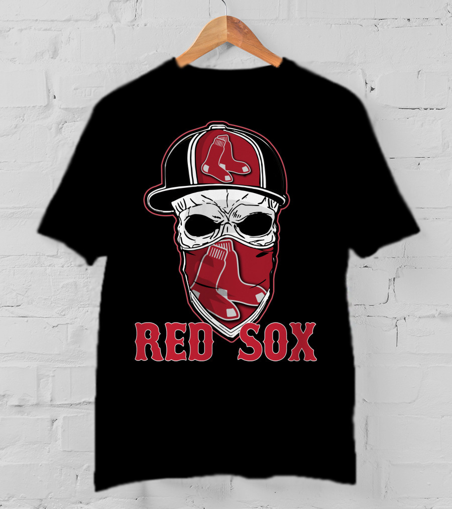 Boston Red Sox Skull Hat Design With Sox T-Shirt