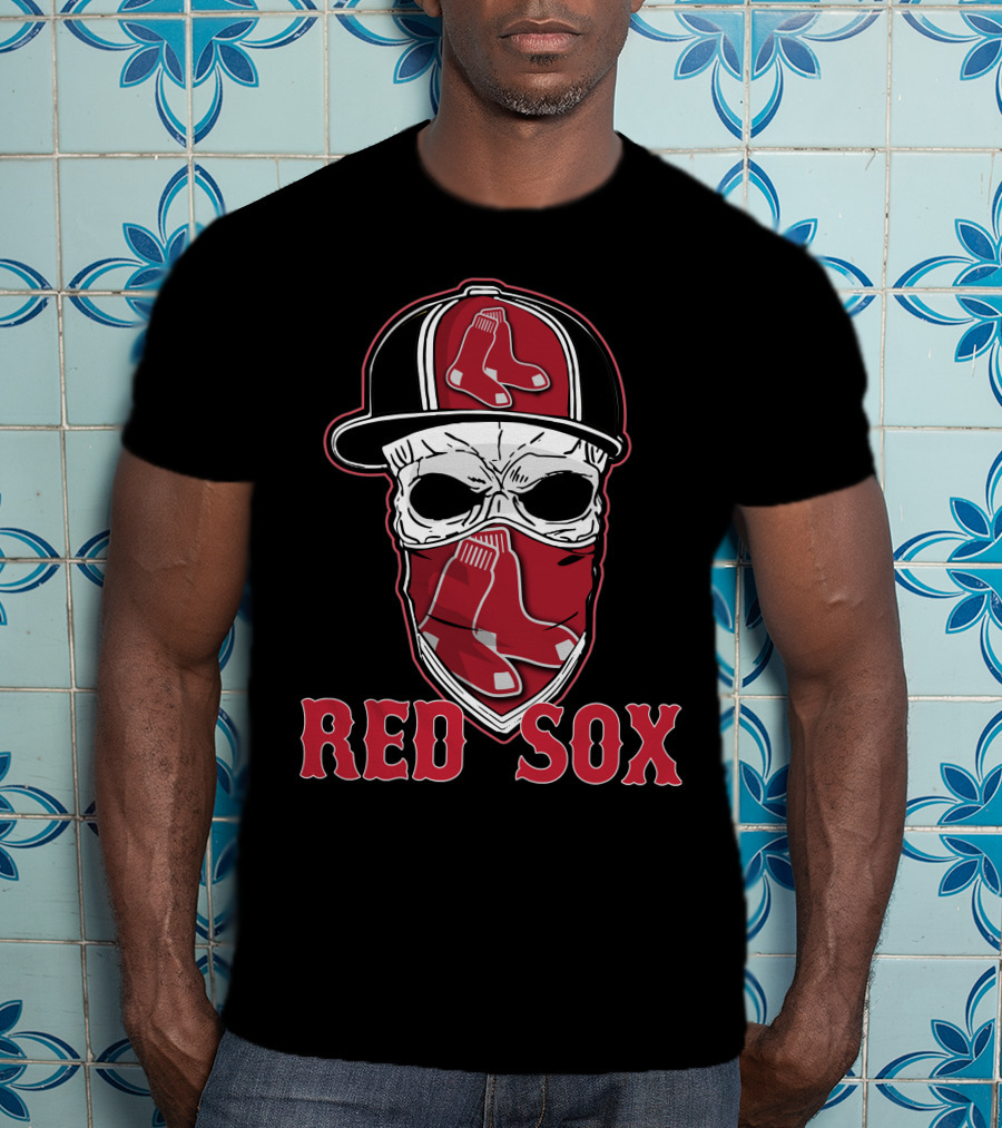 Boston Red Sox Skull Hat Design With Sox T-Shirt