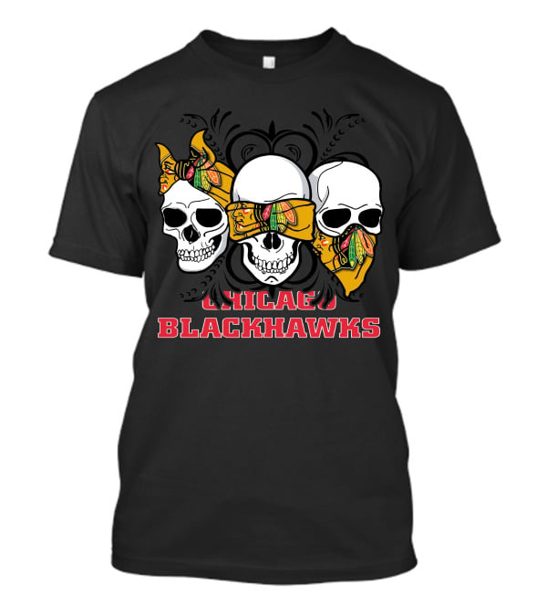 Chicago Blackhawks Three Skulls T-Shirt