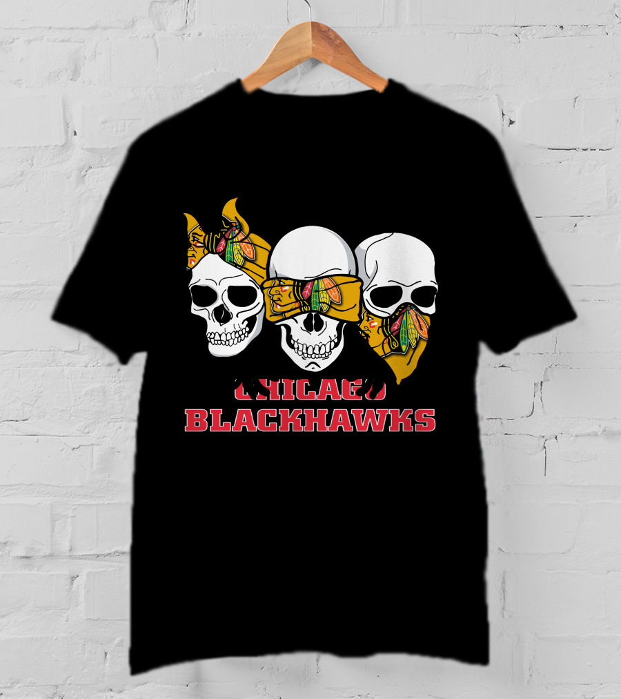 Chicago Blackhawks Three Skulls T-Shirt