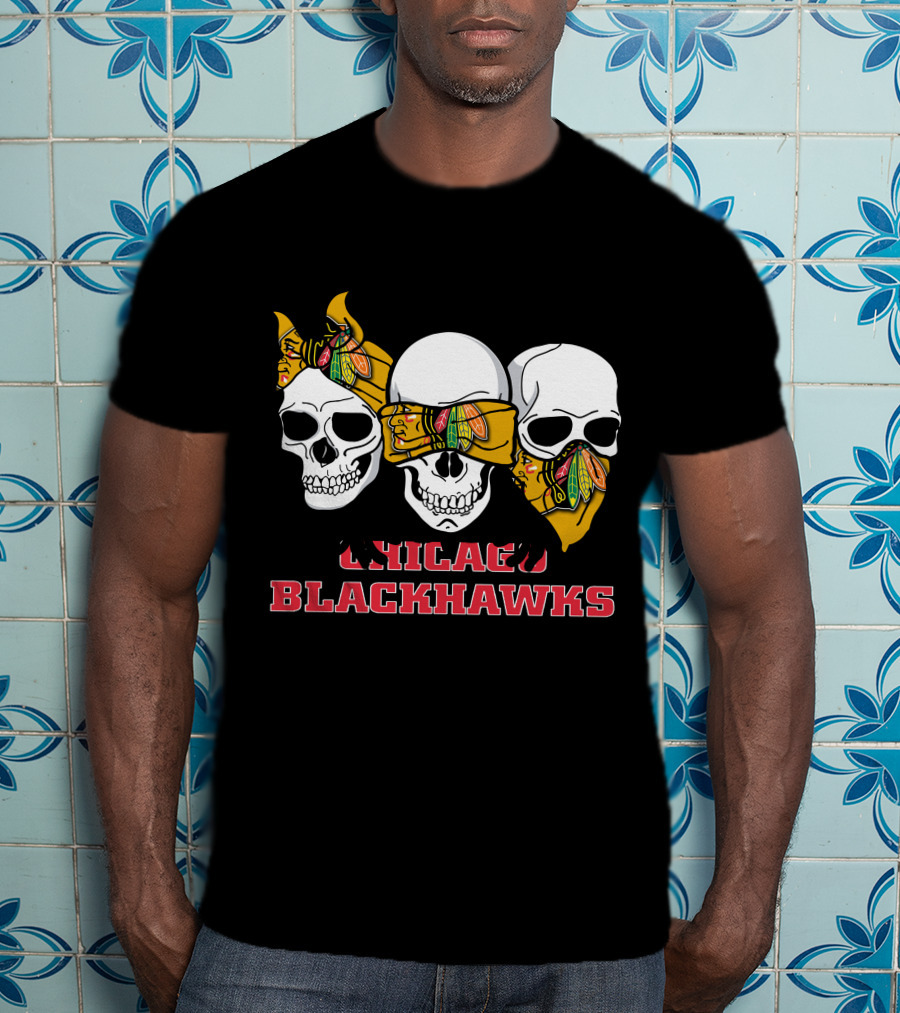 Chicago Blackhawks Three Skulls T-Shirt