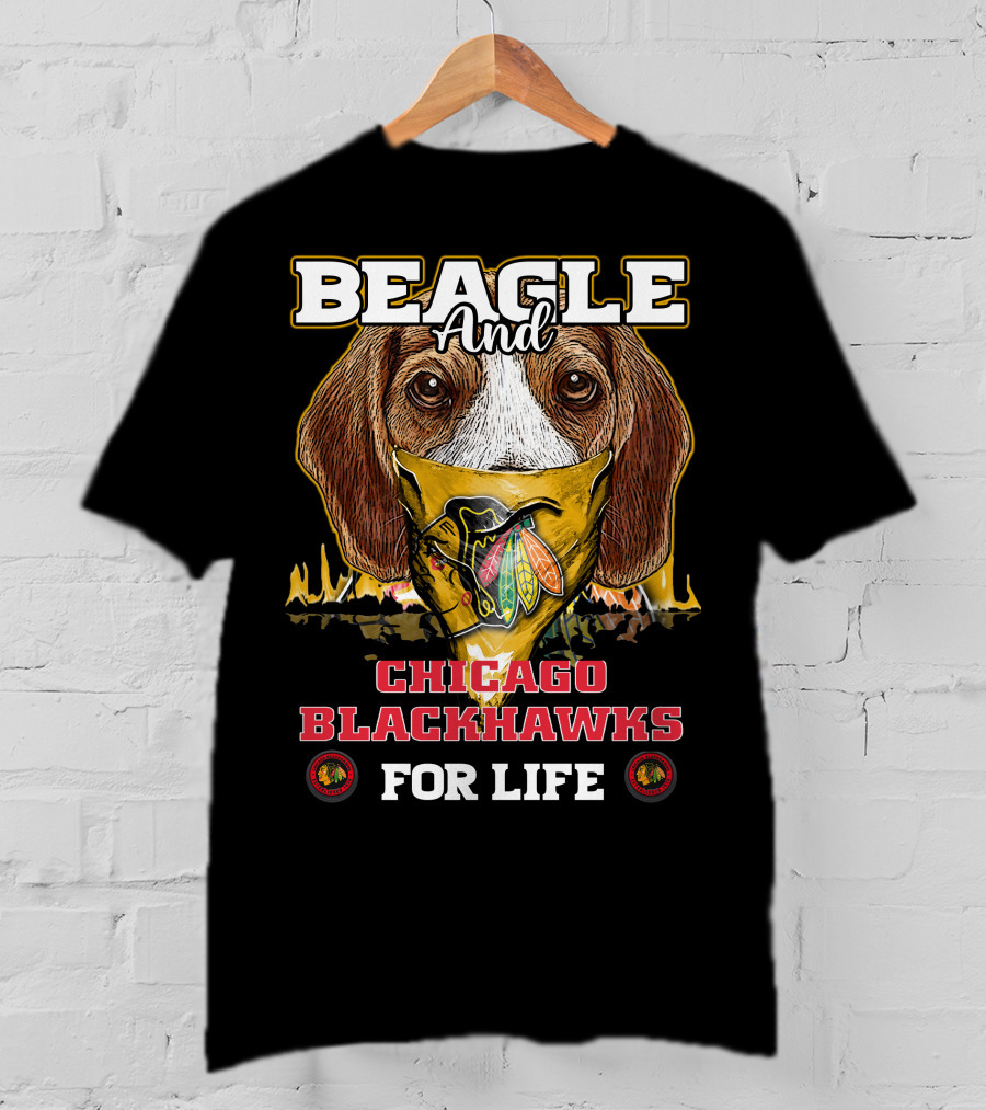 Beagle And Chicago Blackhawks For Life With Iconic T-Shirt