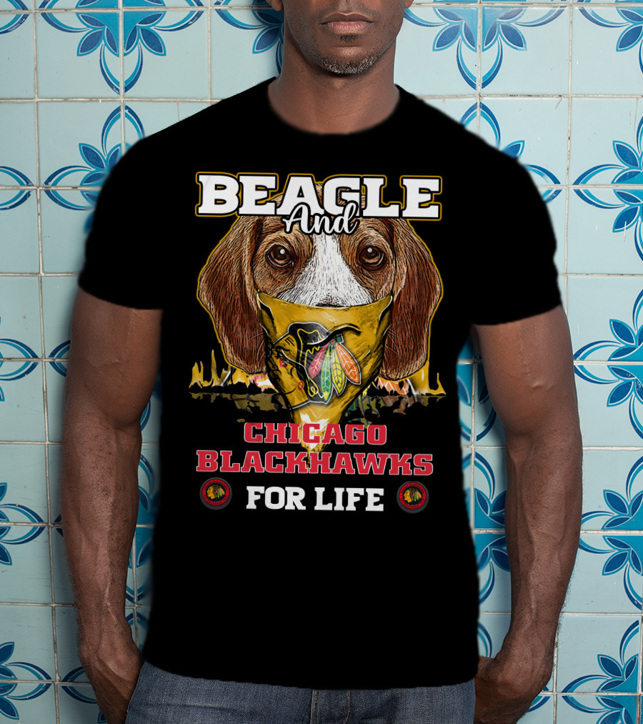 Beagle And Chicago Blackhawks For Life With Iconic T-Shirt