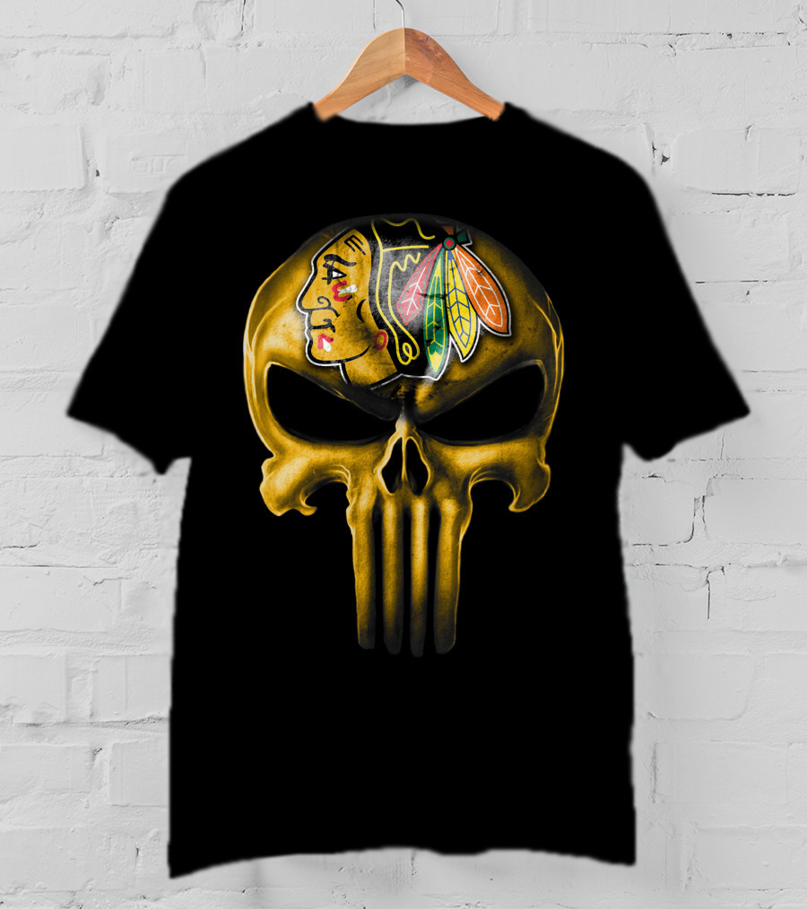 Skull Chicago Blackhawks Punisher Fusion T-Shirt