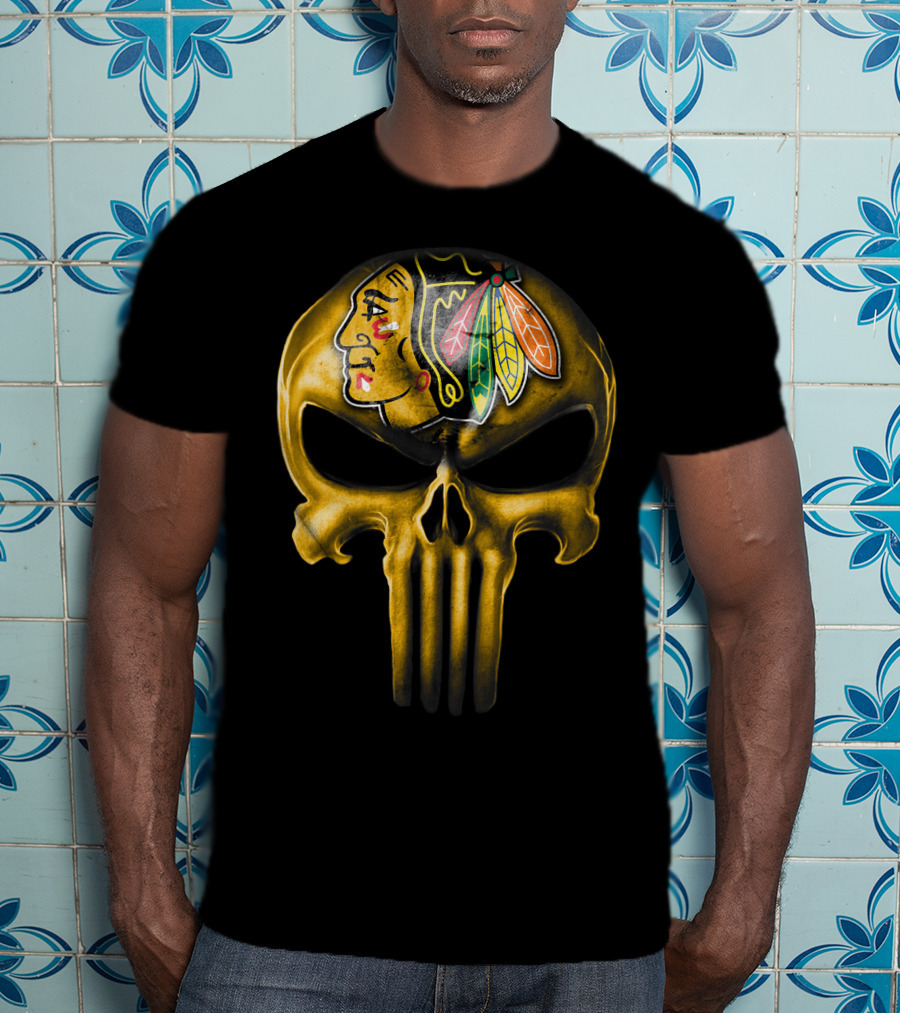 Skull Chicago Blackhawks Punisher Fusion T-Shirt