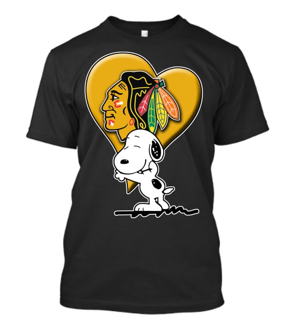 Snoopy Hugging Chicago Blackhawks Heart T-Shirt