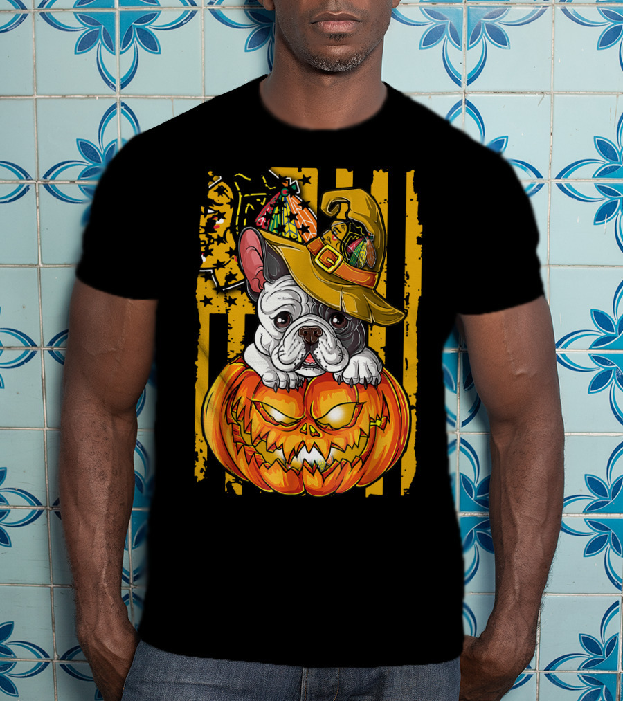 Hlw Bulldog Halloween Pumpkin Chicago Blackhawks T-Shirt