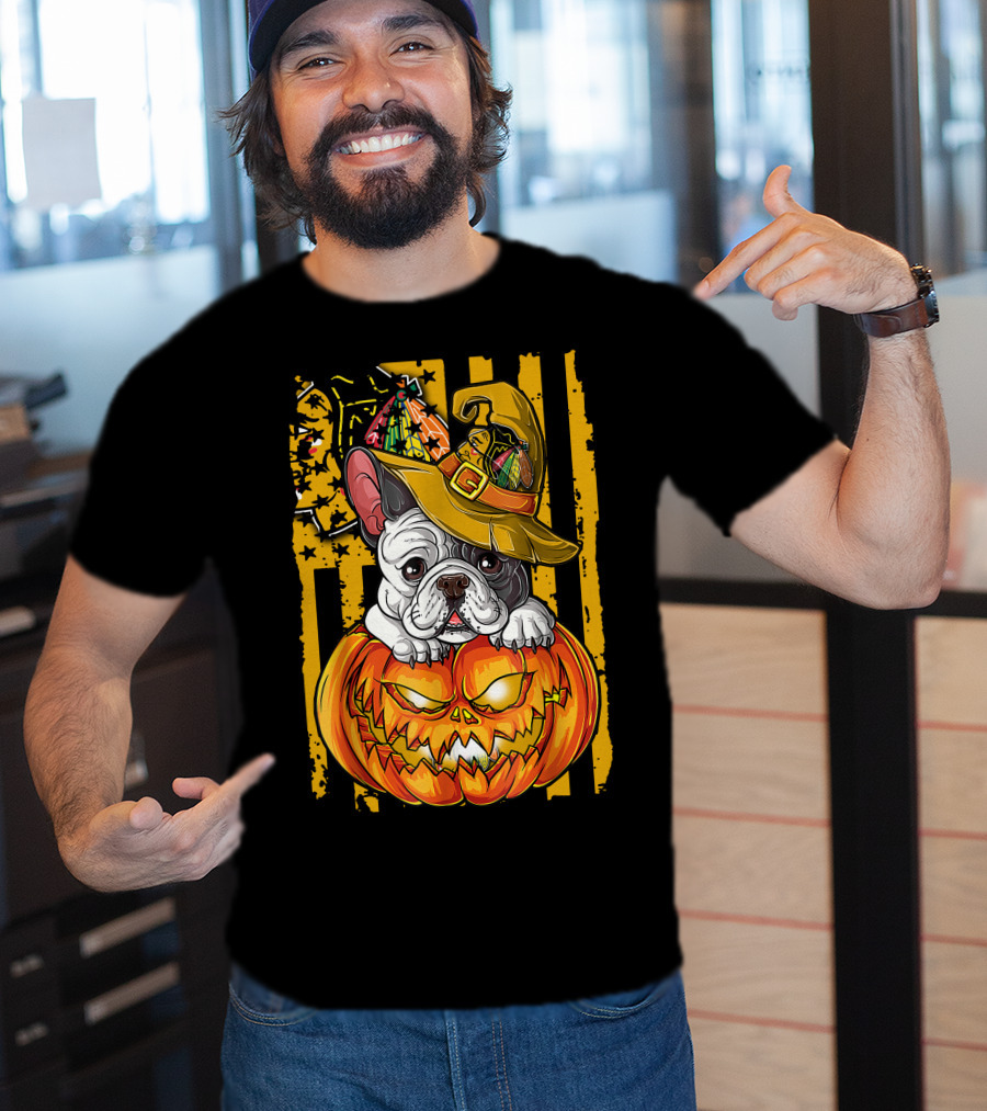Hlw Bulldog Halloween Pumpkin Chicago Blackhawks T-Shirt