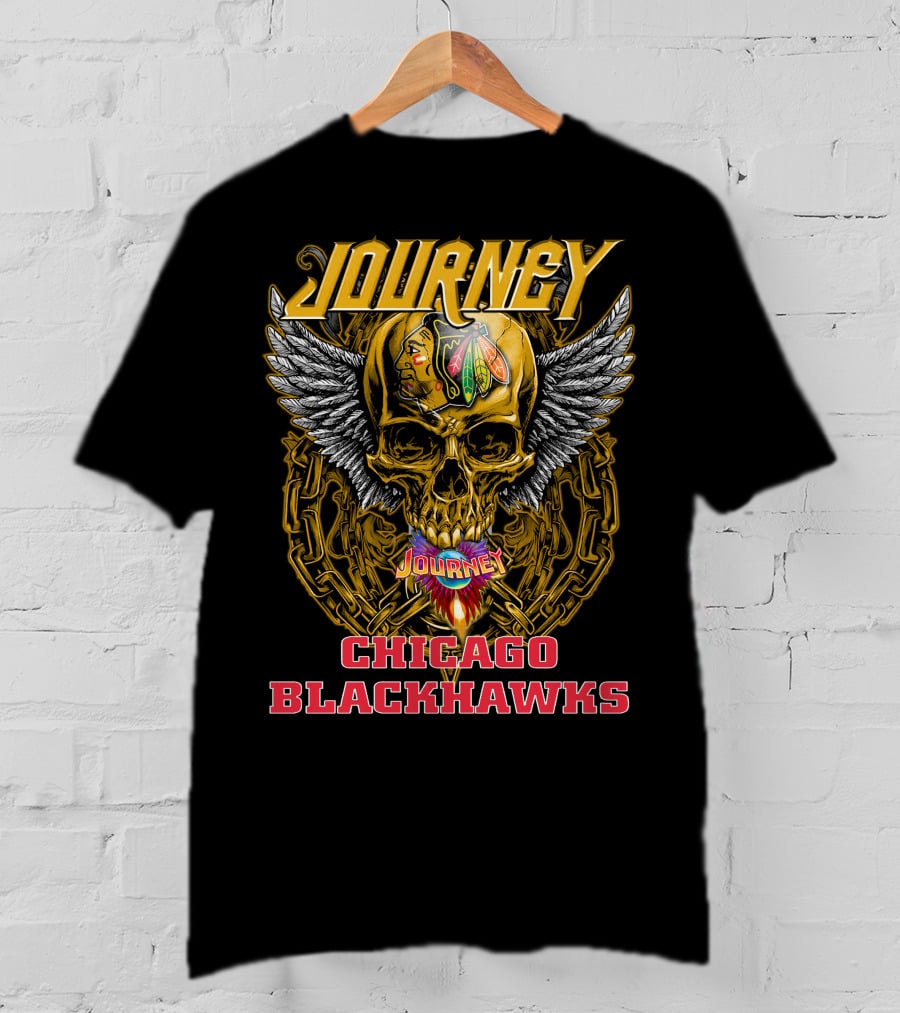Journey Chicago Blackhawks Skull Wings T-Shirt