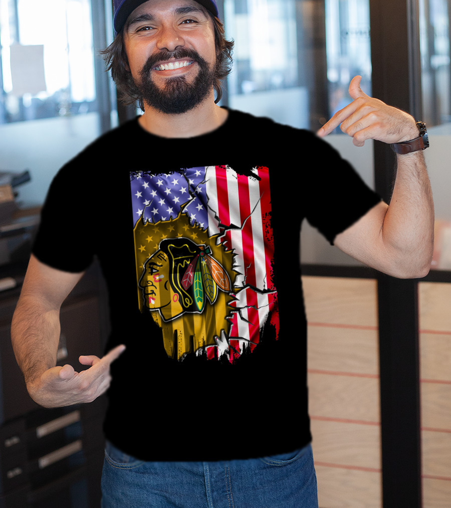 Flag Chicago Blackhawks American T-Shirt