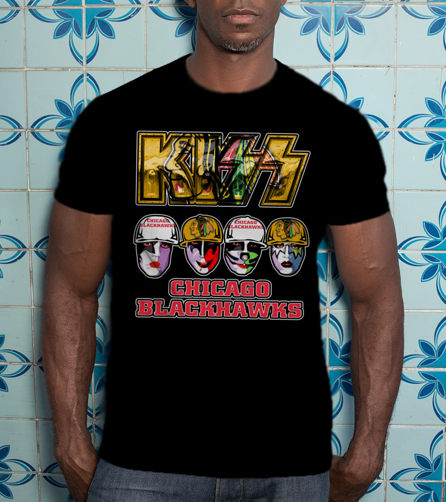 Kiss Chicago Blackhawks Face Paint T-Shirt