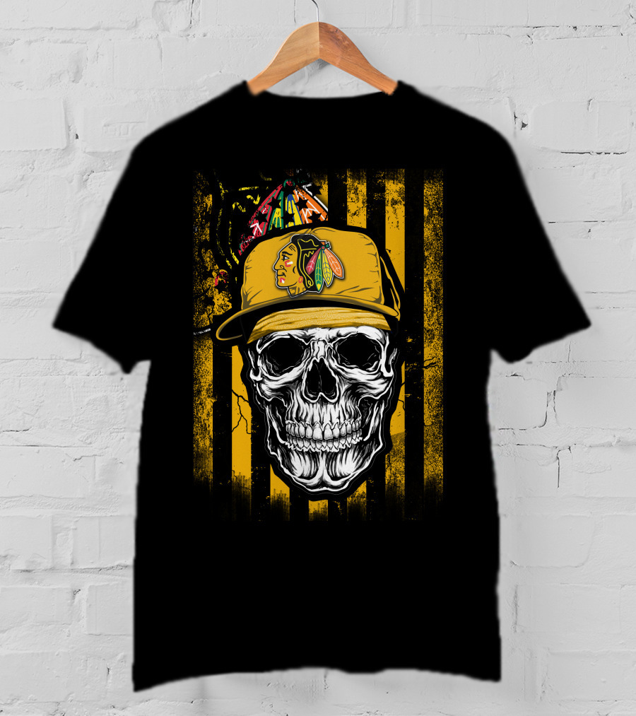 Chicago Blackhawks Skull With Iconic Cap T-Shirt