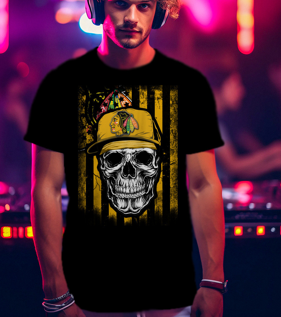 Chicago Blackhawks Skull With Iconic Cap T-Shirt
