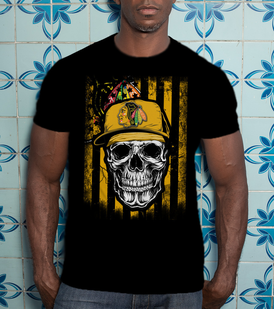 Chicago Blackhawks Skull With Iconic Cap T-Shirt