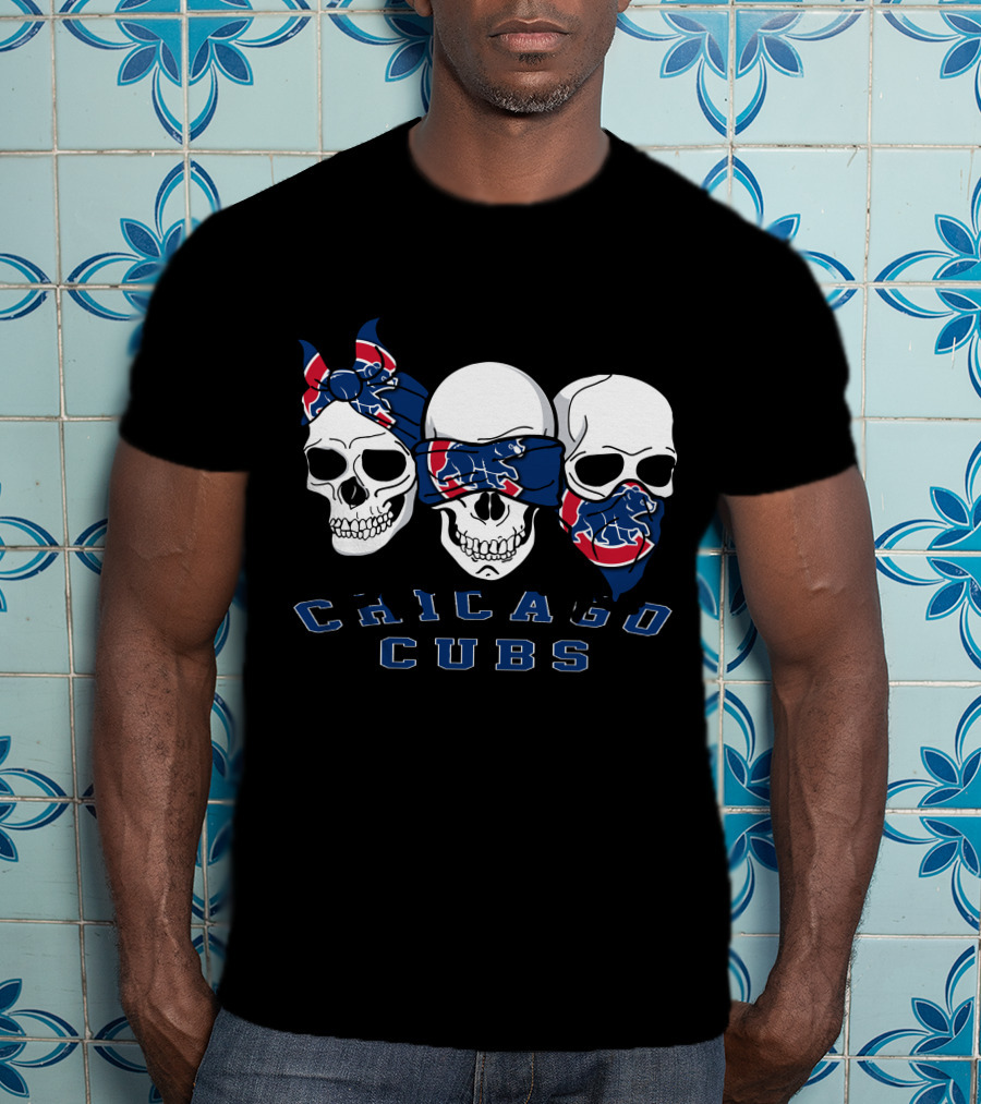 Chicago Cubs Bandana Skull Trio T-Shirt