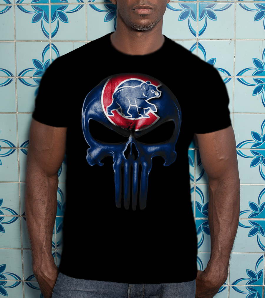 Chicago Cubs Skull Punisher T-Shirt