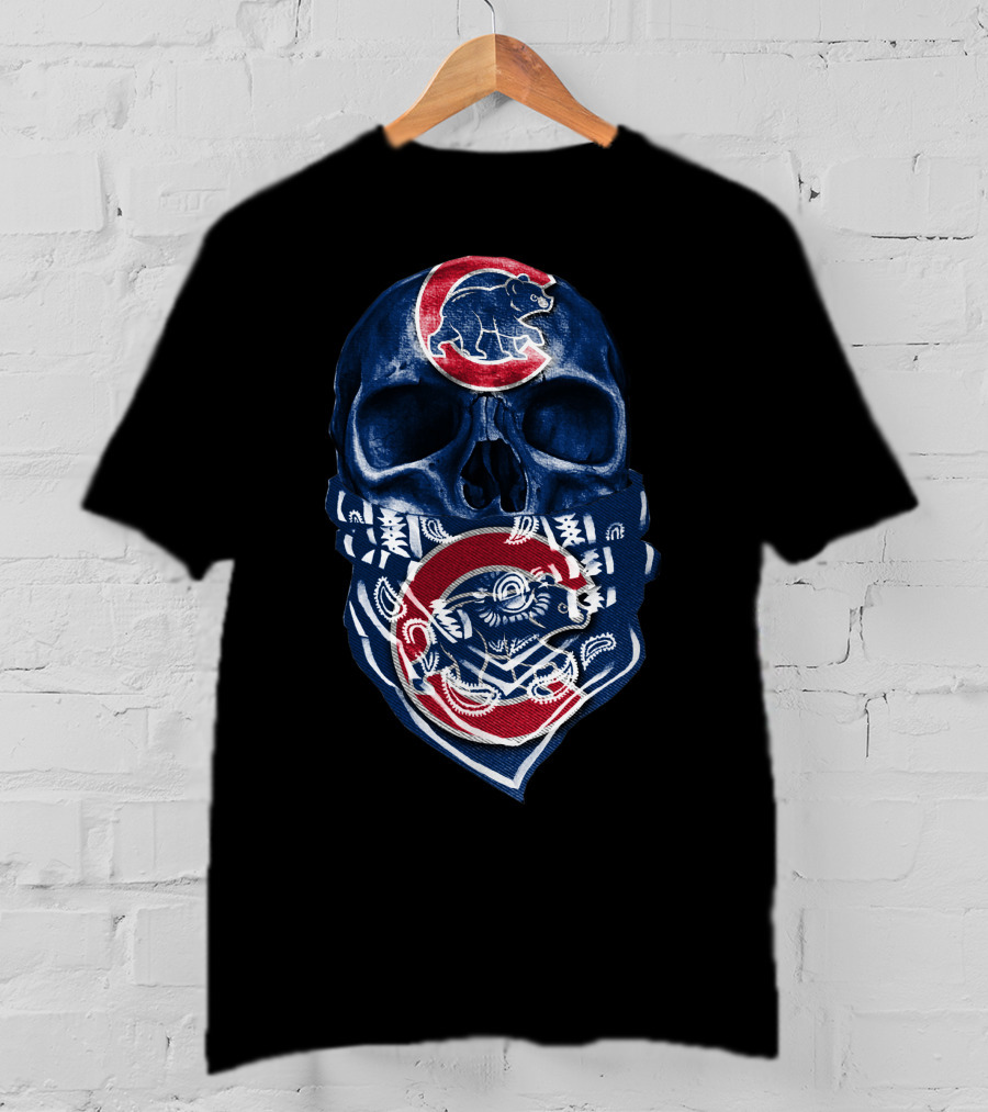 Chicago Cubs Skull Bandana Bear T-Shirt