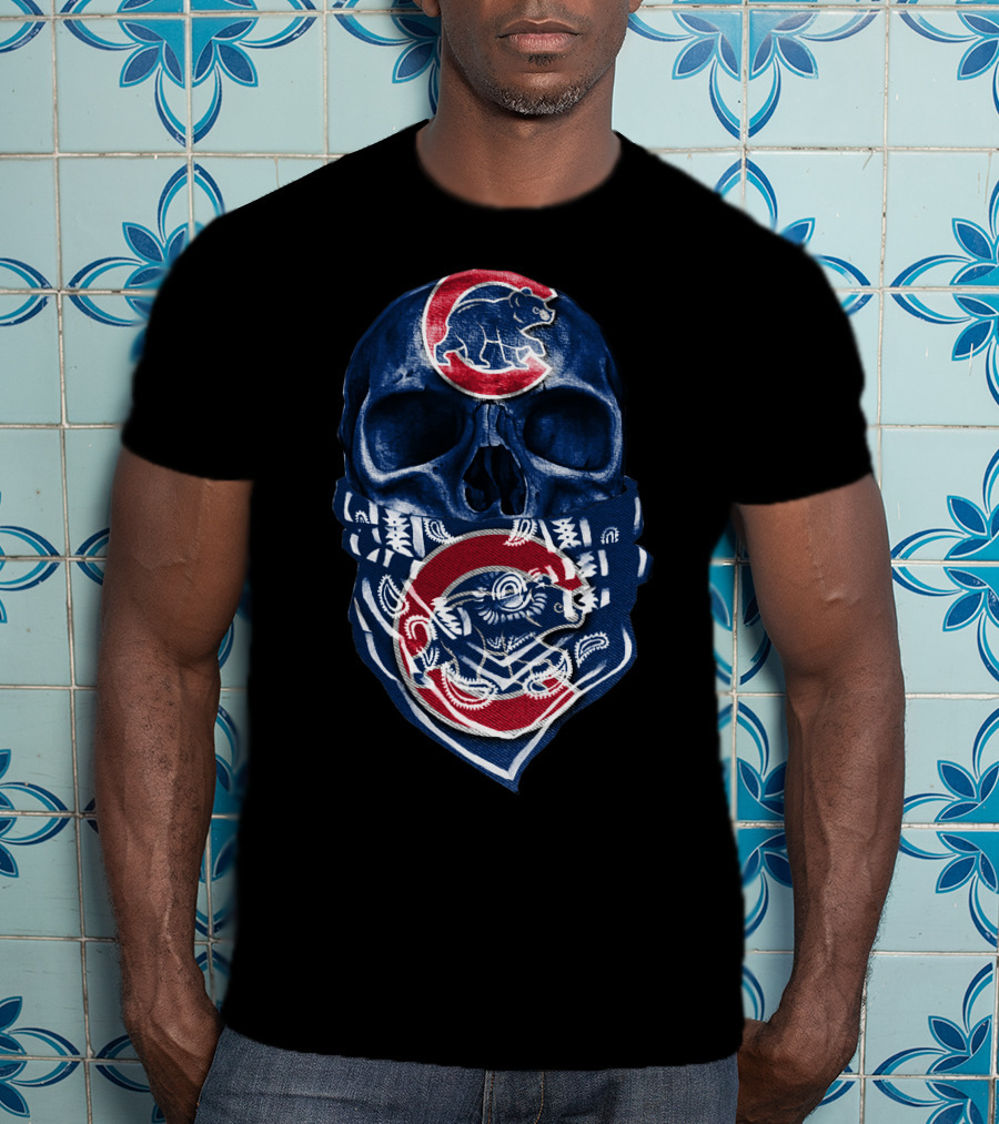 Chicago Cubs Skull Bandana Bear T-Shirt