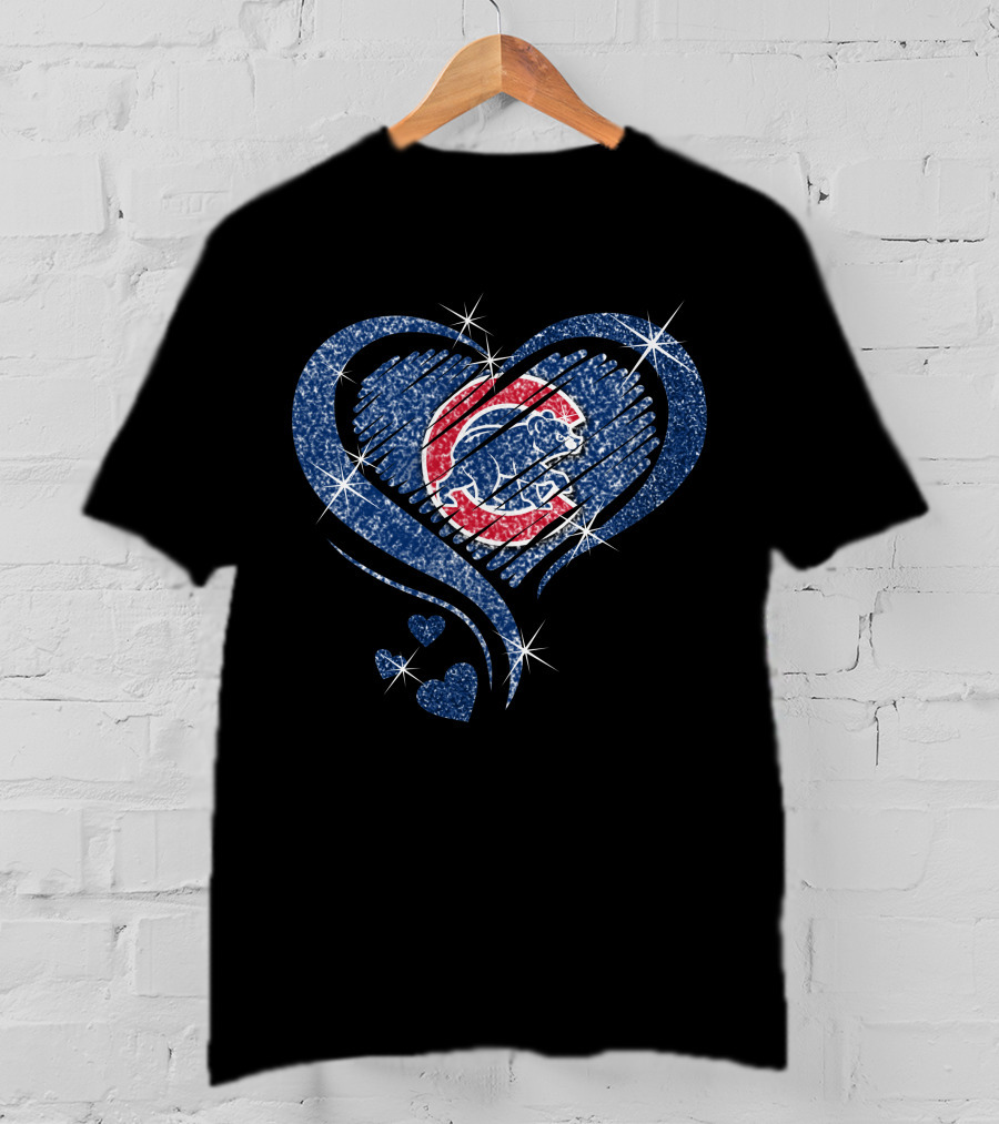 Heart Diamond Chicago Cubs Sparkle T-Shirt