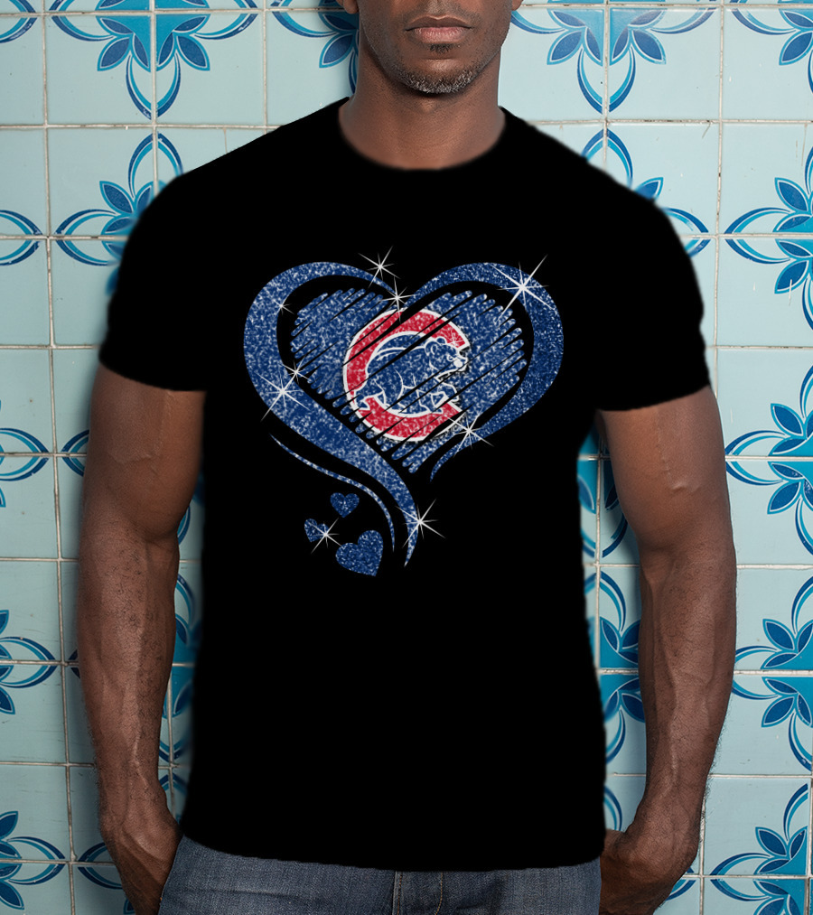 Heart Diamond Chicago Cubs Sparkle T-Shirt