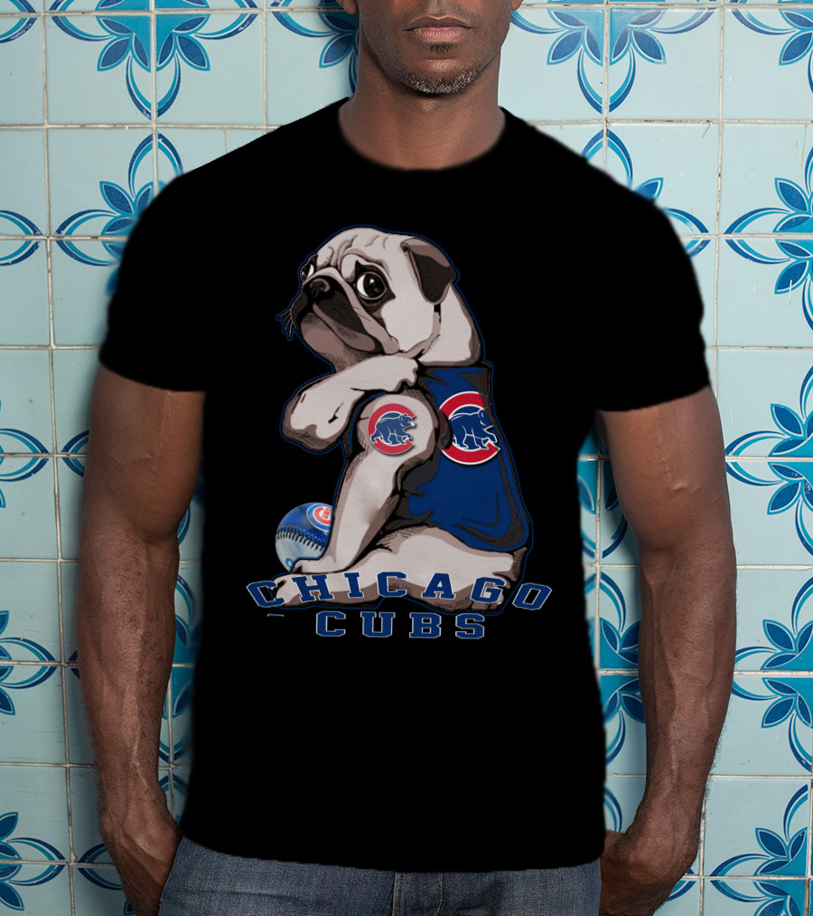 Chicago Cubs Pug Baseball T-Shirt