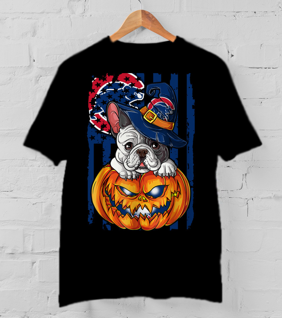 Hlw Bulldog Chicago Cubs Halloween Pumpkin Wizard T-Shirt