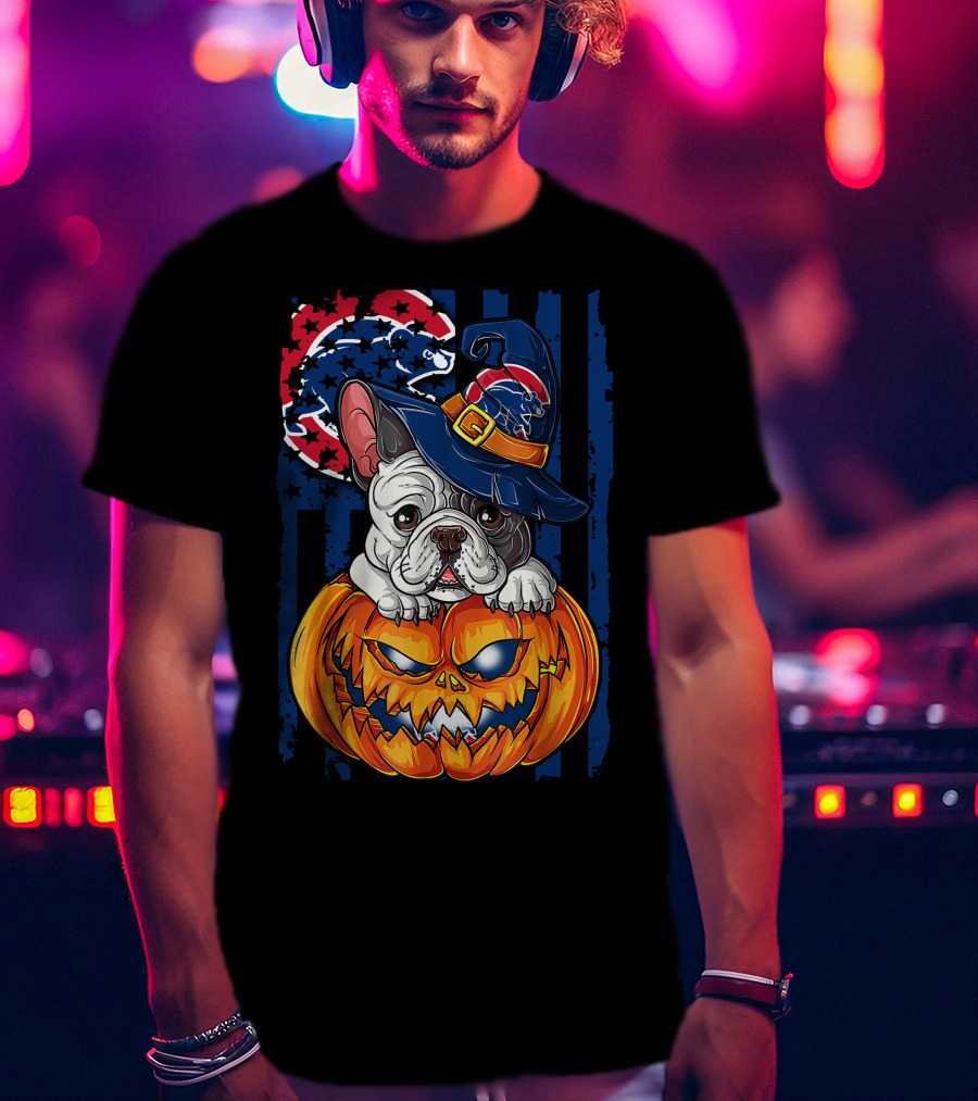 Hlw Bulldog Chicago Cubs Halloween Pumpkin Wizard T-Shirt