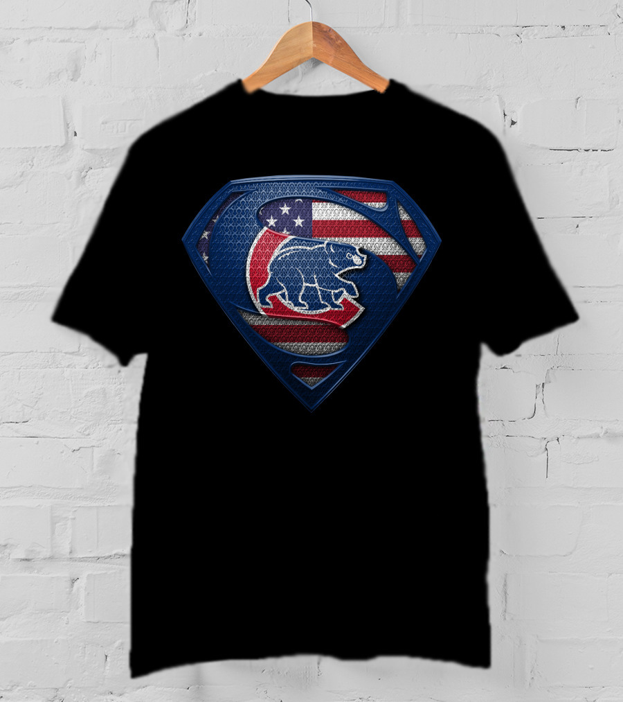 Chicago Cubs American Flag Bear Superhero T-Shirt