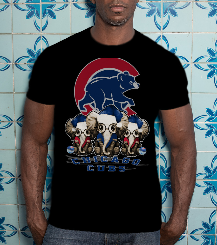Chicago Cubs Christmas Elephants T-Shirt