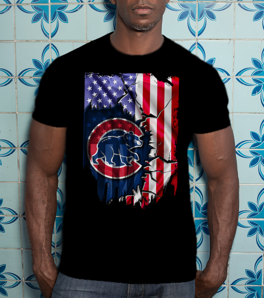Flag Chicago Cubs American Stars And Stripes Bear T-Shirt