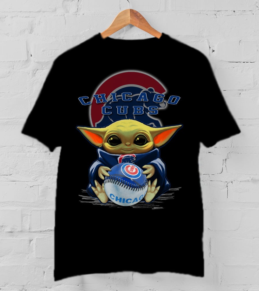 Chicago Cubs Baby Yoda Holding Baseball T-Shirt