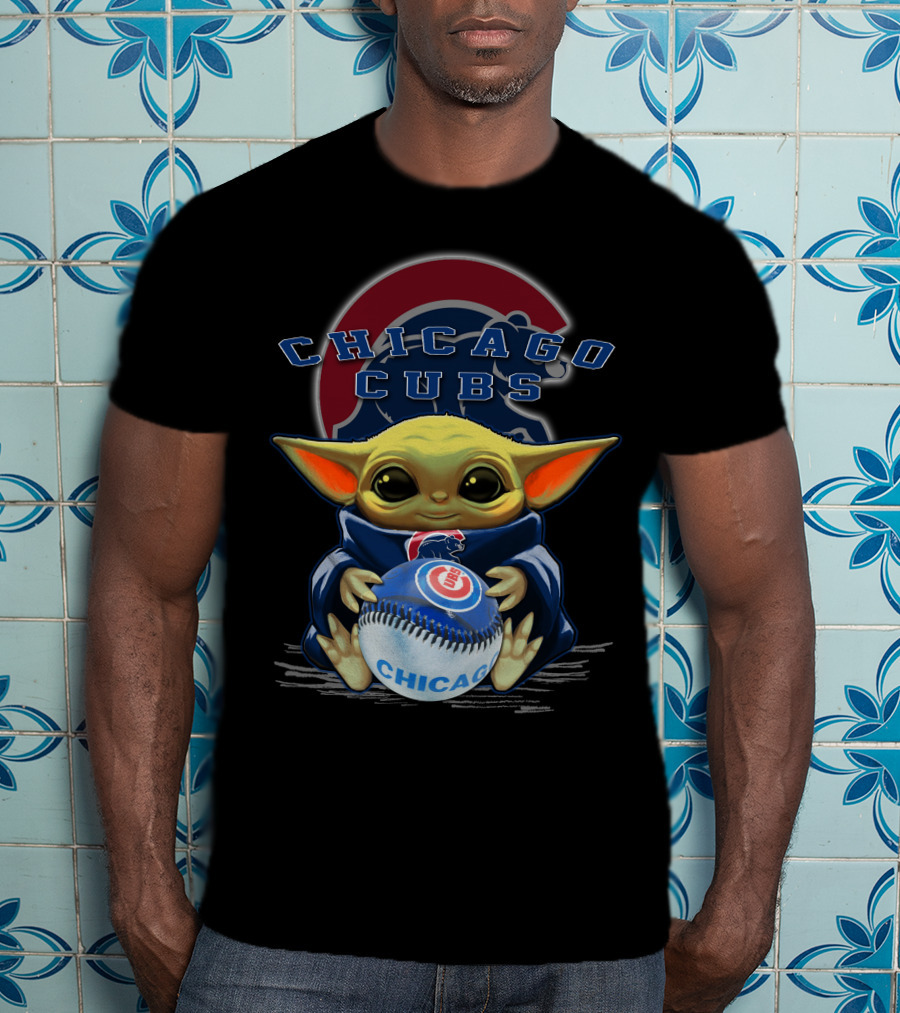 Chicago Cubs Baby Yoda Holding Baseball T-Shirt